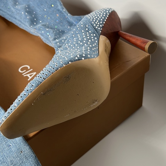 GIA BORGHINI x RHW for FWRD Denim Crystal Boot in Medium Denim 39 - Picture 9 of 10
